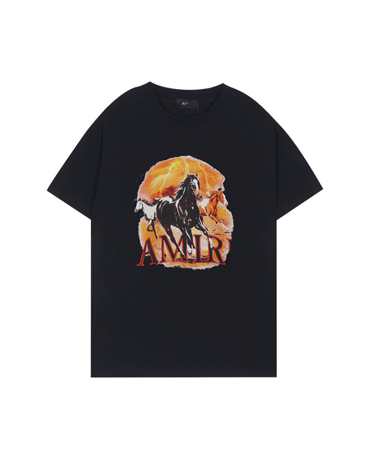 AMIR Wild Horses Graphic Black Tee T1523