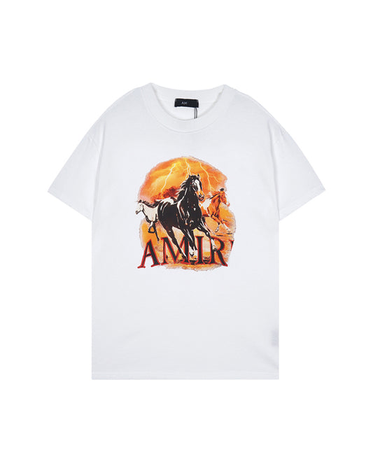 AMIR Wild Horses Graphic White Tee T1523