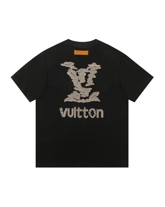 LVS Cloud-Pattern LVS Monogram Black Tee 2660