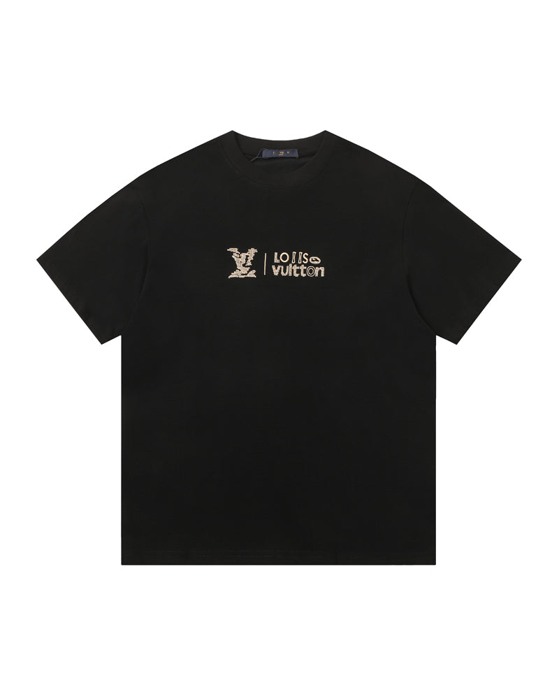 LVS Cloud-Pattern LVS Monogram Black Tee 2660