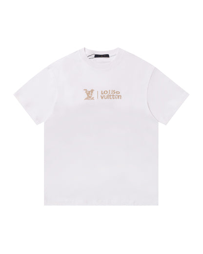 LVS Cloud-Pattern LVS Monogram Black Tee 2660