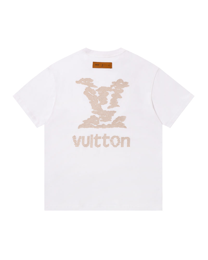 LVS Cloud-Pattern LVS Monogram White Tee 2660