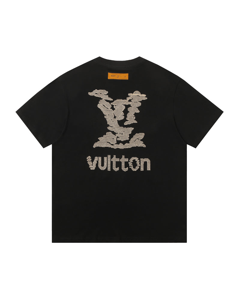 LVS Cloud-Pattern LVS Monogram White Tee 2660