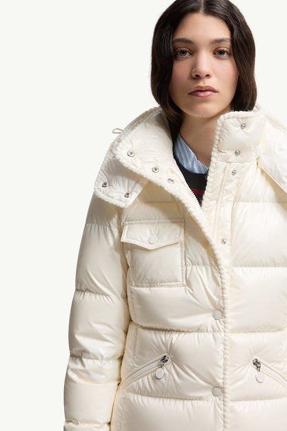 MONC Glareins Hooded Short Down Jacket White 609