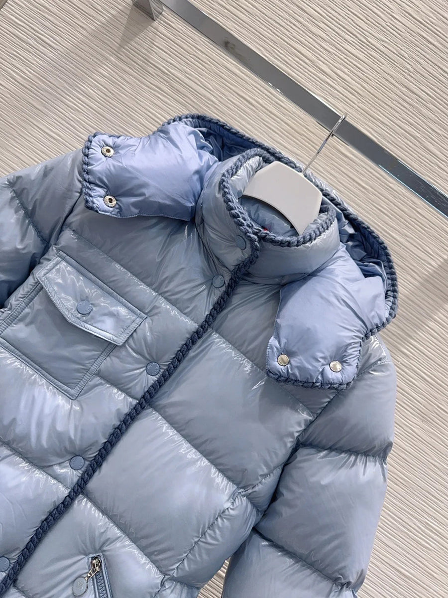 MONC Glareins Hooded Short Down Jacket White 609