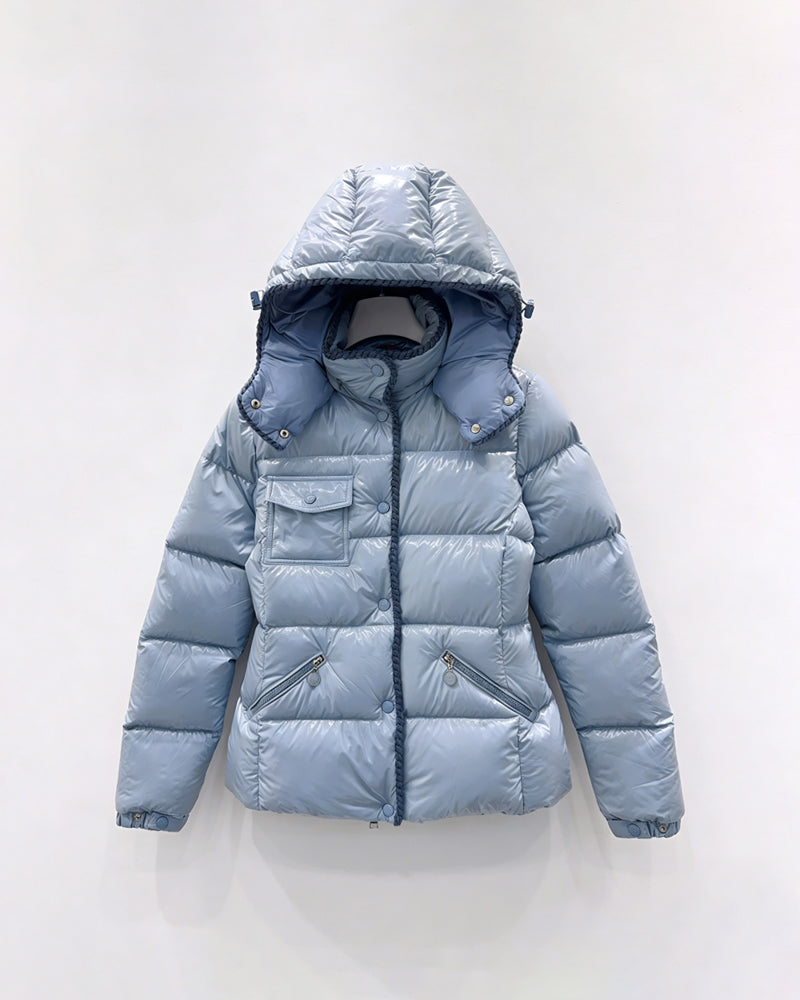 MONC Glareins Hooded Short Down Jacket White 609