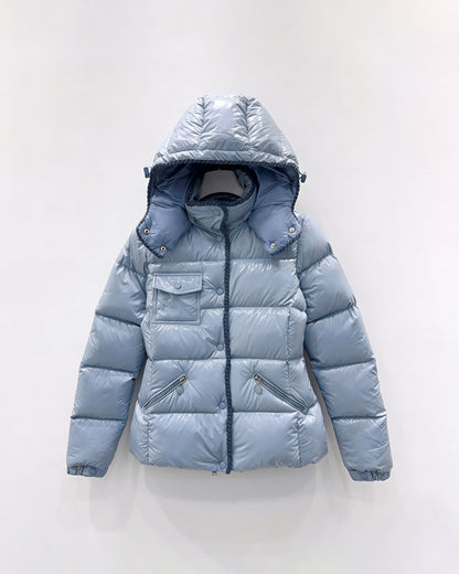 MONC Glareins Hooded Short Down Jacket White 609