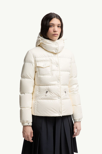 MONC Glareins Hooded Short Down Jacket White 609