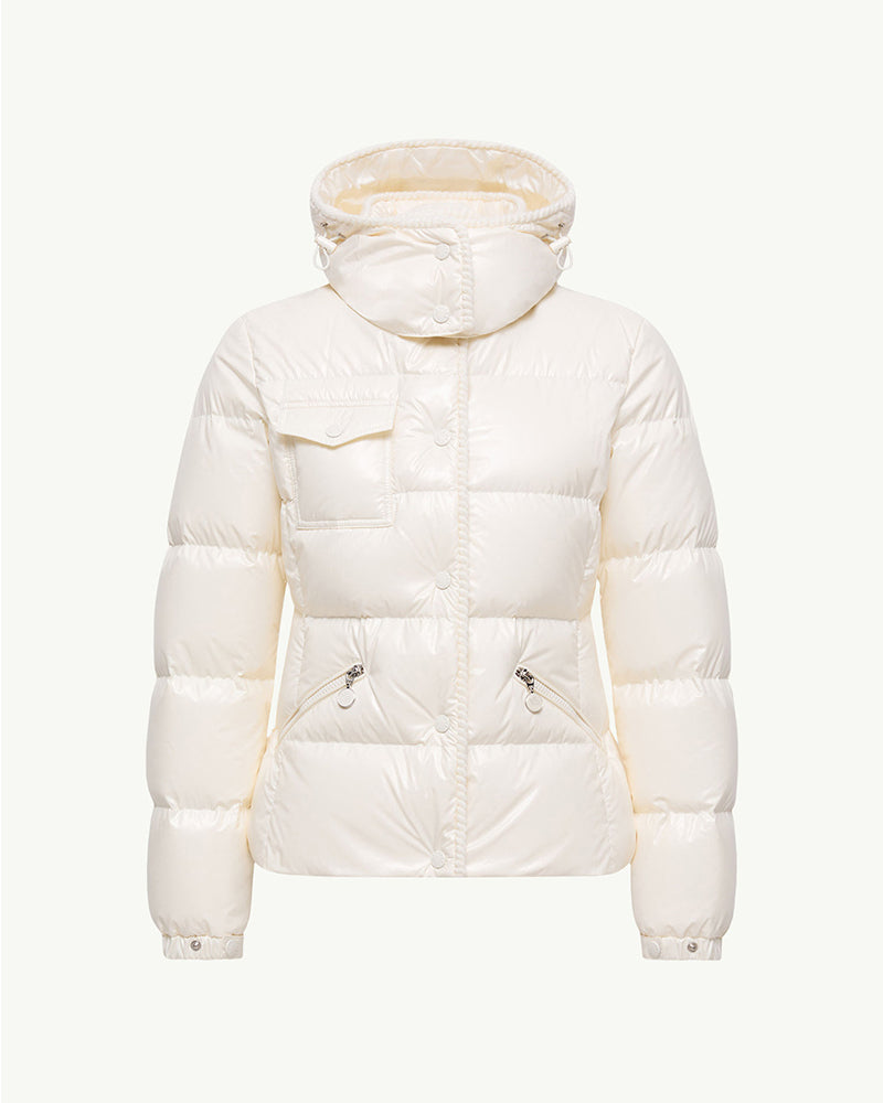 MONC Glareins Hooded Short Down Jacket White 609