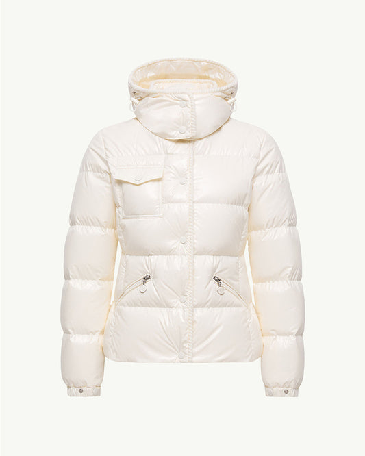 MONC Glareins Hooded Short Down Jacket White 609