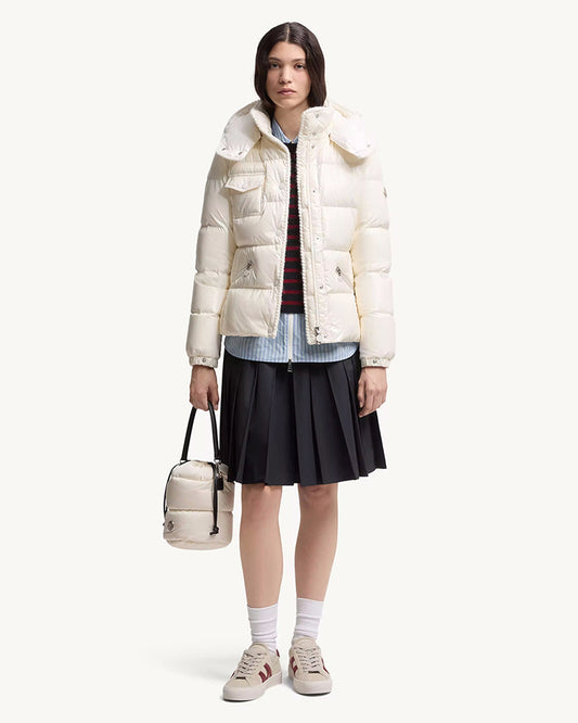 MONC Glareins Hooded Short Down Jacket White 609