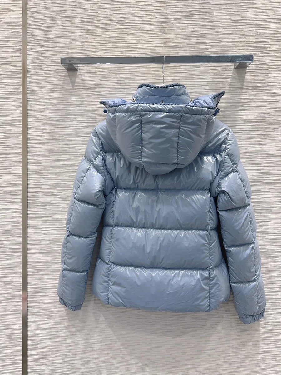 MONC Glareins Hooded Short Down Jacket White 609