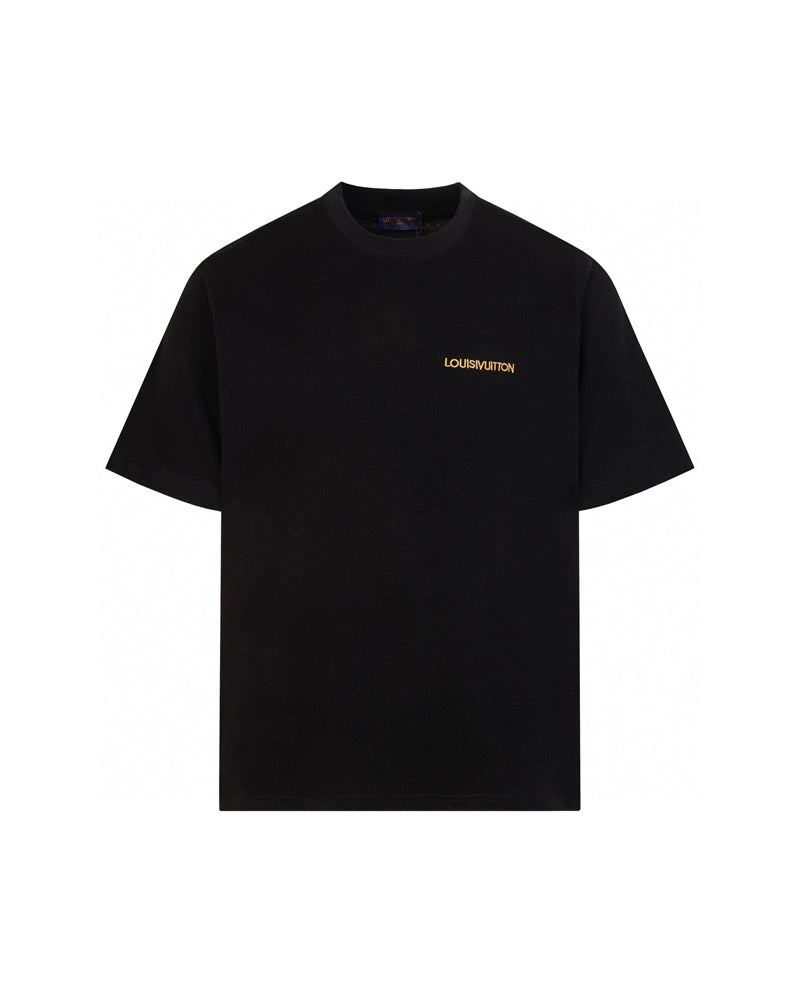 LVS Embroidered Monogram Black Short-Sleeve Tee 9001