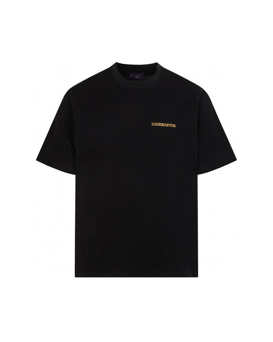 LVS Embroidered Monogram Black Short-Sleeve Tee 9001