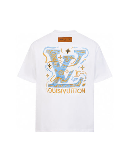 LVS Embroidered Monogram White Short-Sleeve Tee 9001