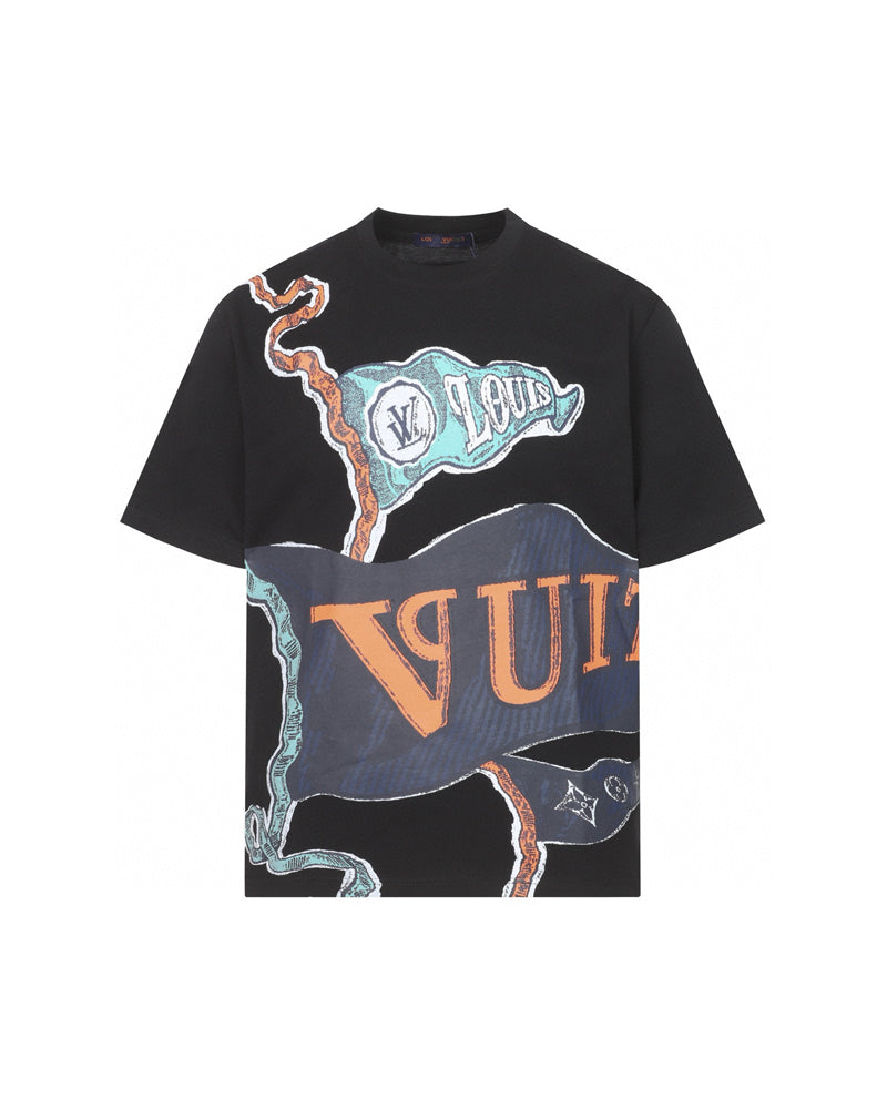 LVS Artwork Print Short-Sleeve Black Tee 8940