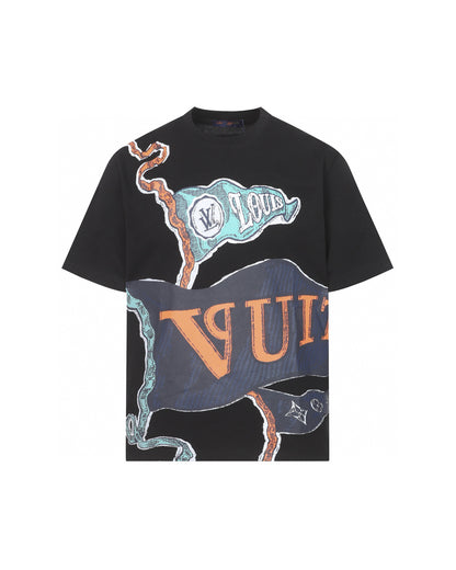 LVS Artwork Print Short-Sleeve Black Tee 8940