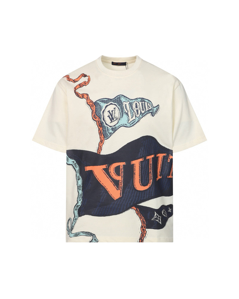 LVS Artwork Print Short-Sleeve Black Tee 8940