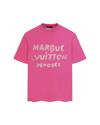 LVS Pixel Text Pink Tee 8902