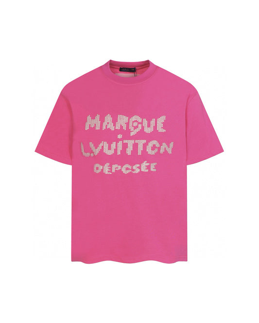 LVS Pixel Text Pink Tee 8902