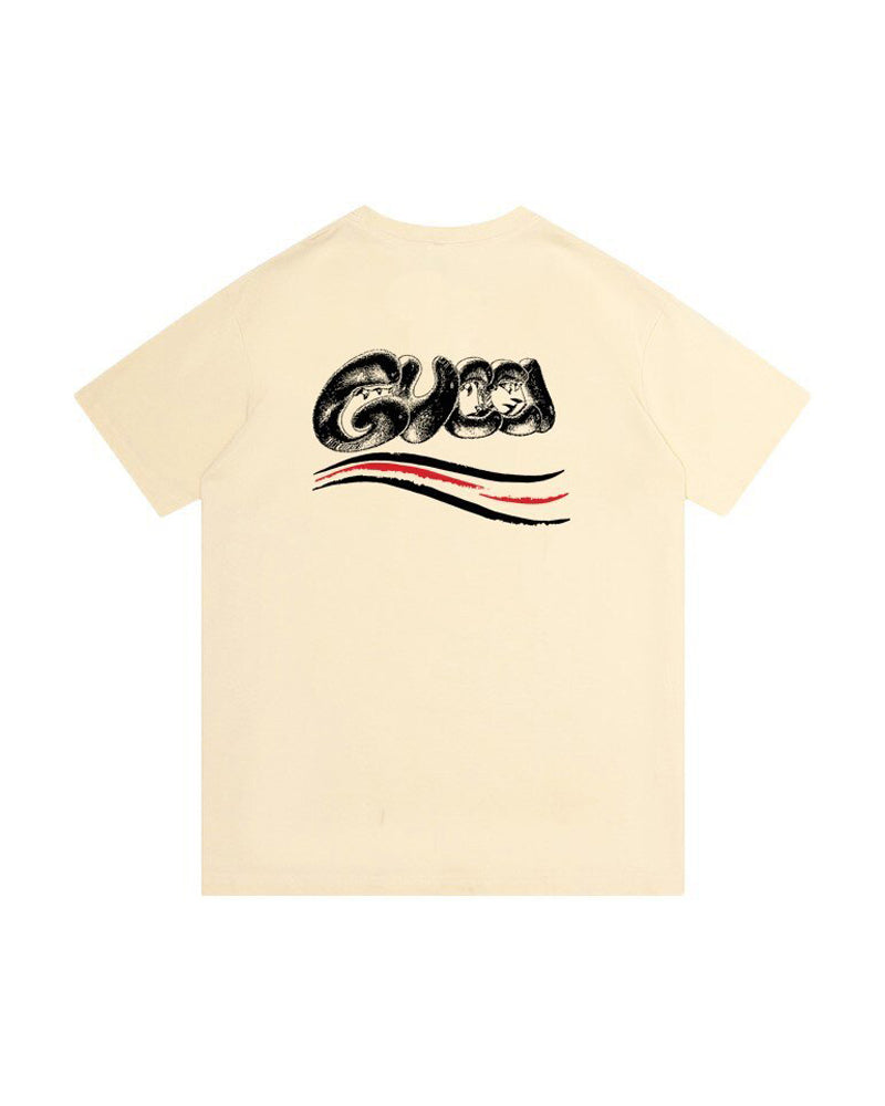 GUC Quirky-Inspired Script Logo Beige Tee G013