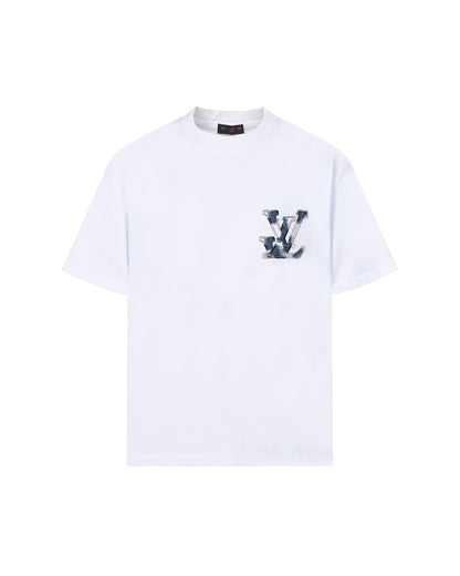LVS Denim Patchwork LVS Logo Black T-Shirt 8936