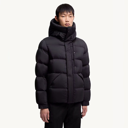 MONC Madeira Gray Hooded Men's Short Down Jacket 7-7006