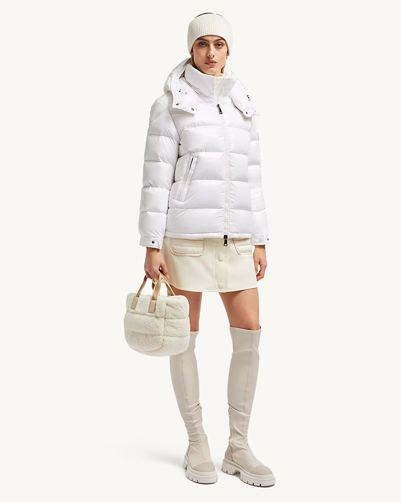 MONC Maire Pink Hooded Women's Short Down Jacket