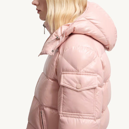 MONC Maire White Hooded Women's Short Down Jacket