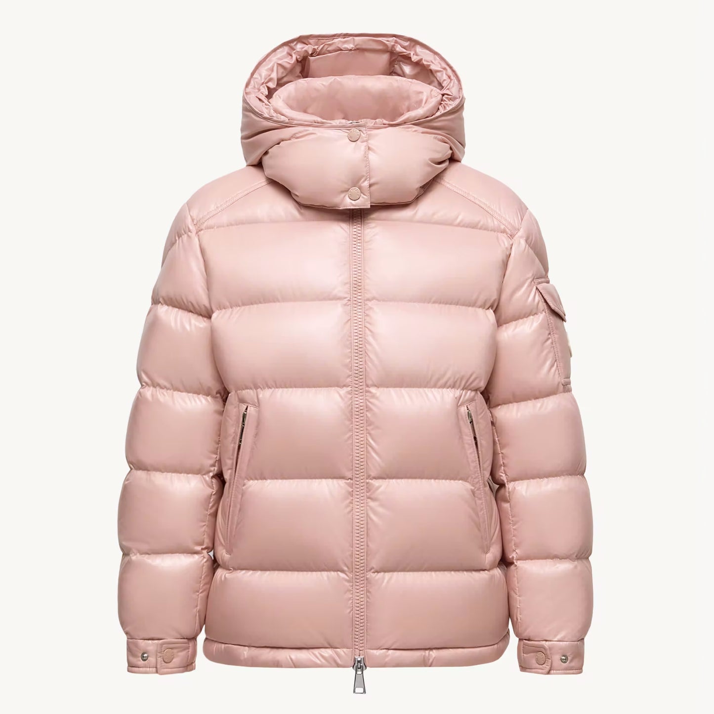 MONC Maire White Hooded Women's Short Down Jacket