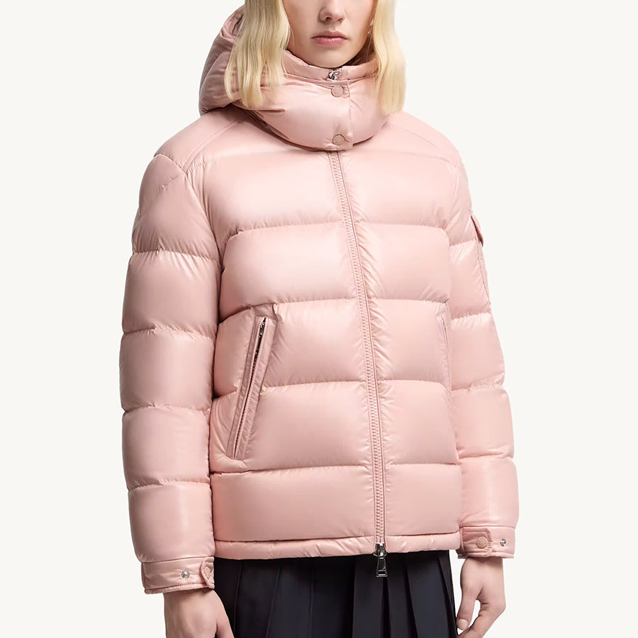 MONC Maire Pink Hooded Women's Short Down Jacket