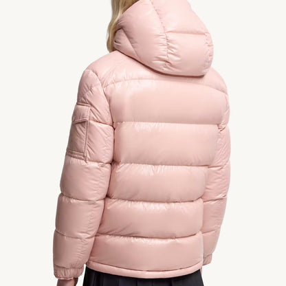 MONC Maire Pink Hooded Women's Short Down Jacket