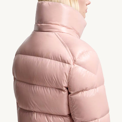 MONC Maire Pink Hooded Women's Short Down Jacket