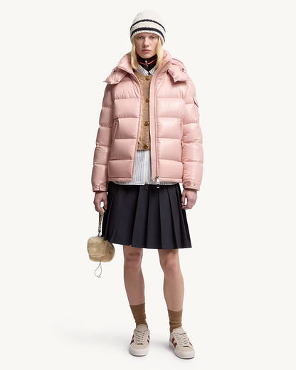 MONC Maire Pink Hooded Women's Short Down Jacket