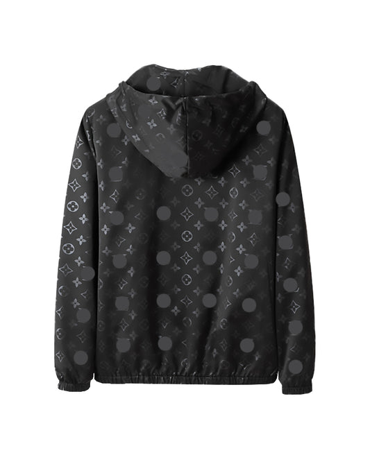LVS Monogram Jacquard Hooded Black Jacket 66070