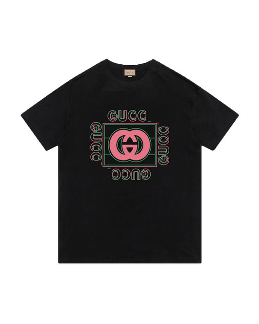 GUC Neon Frame Interlocking G Black Tee B69