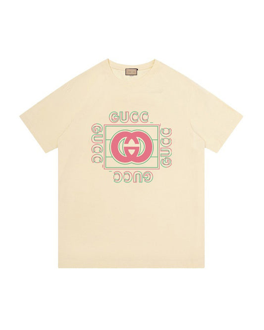GUC Neon Frame Interlocking G Soft Cream Tee B69