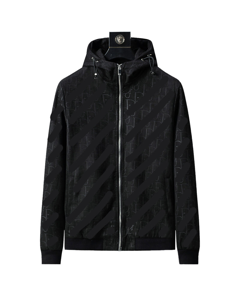 DIO The Tonal Monogram Hooded Blue Jacket 56045