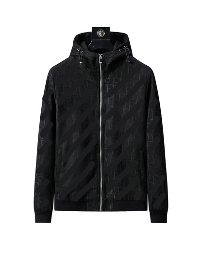 DIO The Tonal Monogram Hooded Blue Jacket 56045