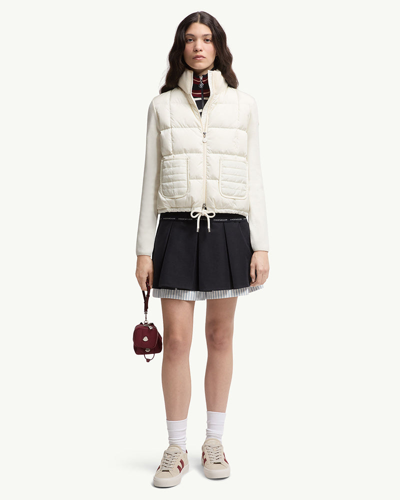 MONC Square-Quilted Padded Wool Zip-Up Cardigan Women White 602