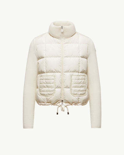 MONC Square-Quilted Padded Wool Zip-Up Cardigan Women White 602