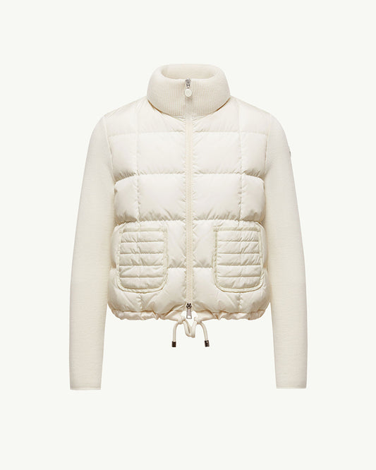 MONC Square-Quilted Padded Wool Zip-Up Cardigan Women White 602