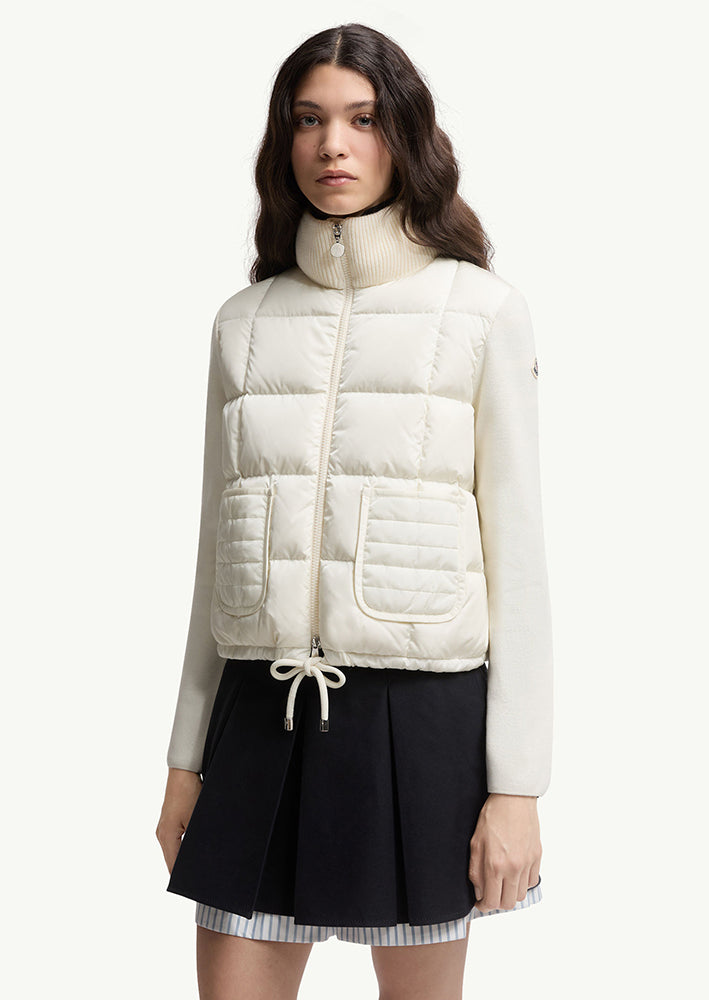 MONC Square-Quilted Padded Wool Zip-Up Cardigan Women White 602