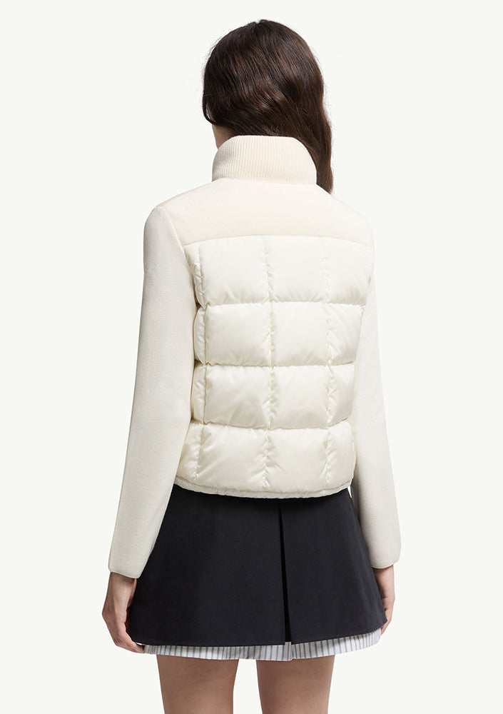 MONC Square-Quilted Padded Wool Zip-Up Cardigan Women White 602
