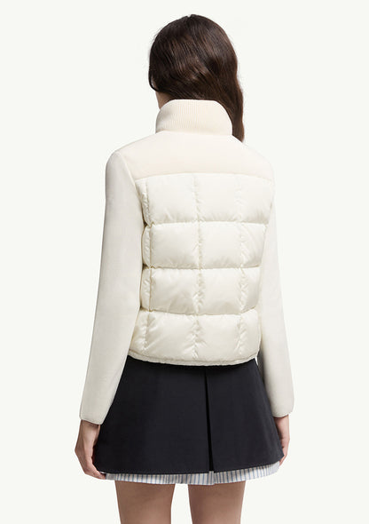 MONC Square-Quilted Padded Wool Zip-Up Cardigan Women White 602