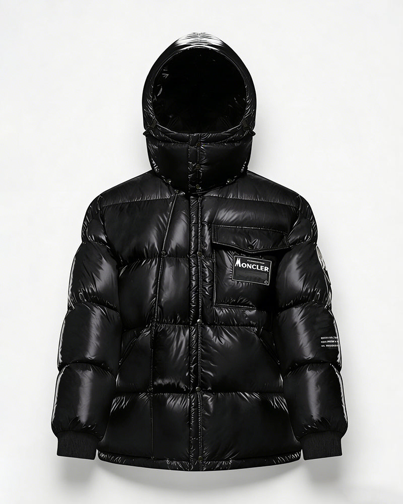 MONC Hiroshi Fujiwara Snow Mountain Joint Black Women's Hat Removable Down Jacket 1-8120