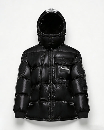 MONC Hiroshi Fujiwara Snow Mountain Joint Black Women's Hat Removable Down Jacket 1-8120