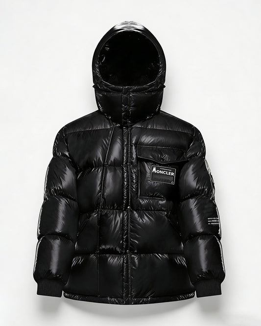 MONC Hiroshi Fujiwara Snow Mountain Joint Black Women's Hat Removable Down Jacket 1-8120